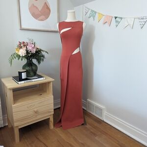 Elegant Asymmetrical Terracotta Dress